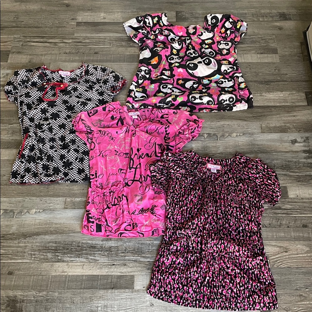 Koi Pink and Black Graphic Blouses Set. Sizes XXS-S. See photos